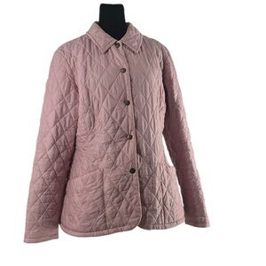 Barbour Quilted chore Jacket light pink light weight snap button sz 8